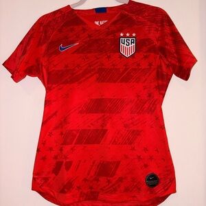Nike USA Red Soccer Jersey with Blue Accents